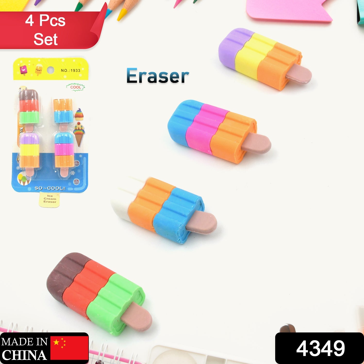 4349 Ice cream Shape Eraser for Girls & Boys 3D Eraser for School B'Day Return Gift Ice Cream Theme Shape Erasers Pencils Set for Kids Educational Stationary kit, School Supplies (1 Set 4 Pc) 4349 Ice cream Shape Eraser for Girls & Boys 3D Eraser for School B'Day Return Gift Ice Cream Theme Shape Erasers Pencils Set for Kids Educational Stationary kit, School Supplies (1 Set 4 Pc)